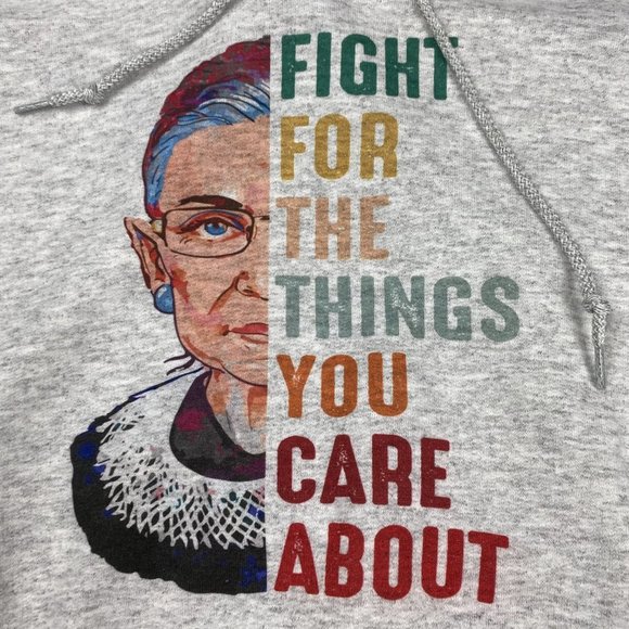 Ruth Bader Ginsburg RBG Hoodie Adult Small Gray Hooded Sweatshirt - Picture 3 of 9